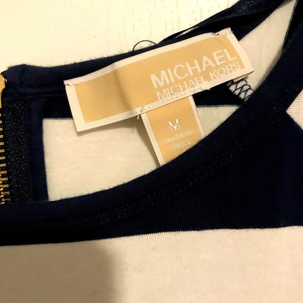 MK short summer dress dark navy blue and white  strips